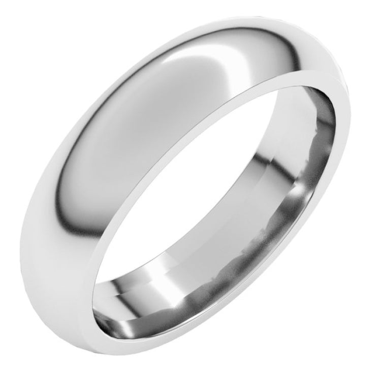 14K White Gold 5 mm Comfort-Fit Half Round Band Size 7