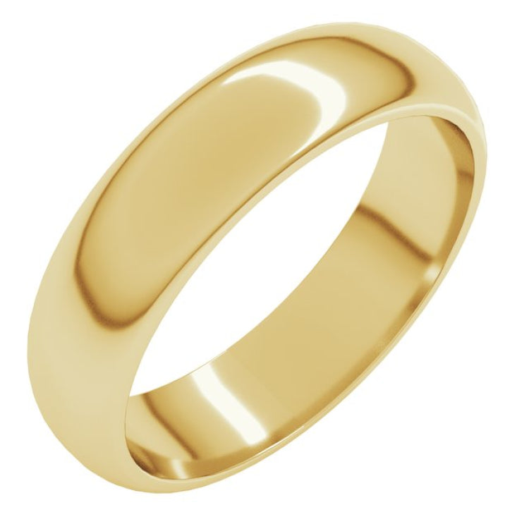 18K Yellow Gold 5 mm Half Round Band Size 11