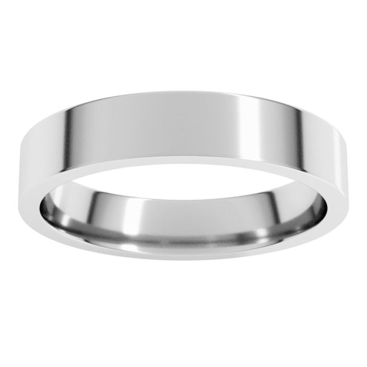 10K White Gold 4 mm Lightweight Comfort-Fit Flat Band Size 5