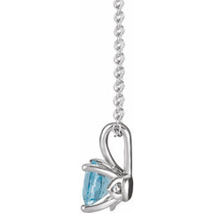 Sterling Silver 4 mm Natural Aquamarine 16-18" Necklace