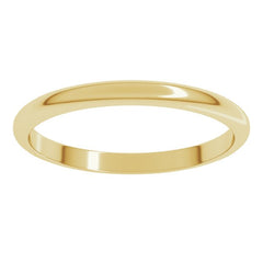 14K Yellow Gold 2 mm Half Round Band Size 17