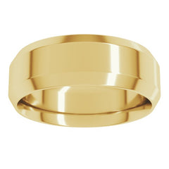14K Yellow Gold 7 mm Beveled-Edge Comfort-Fit Flat Band Size 10.5