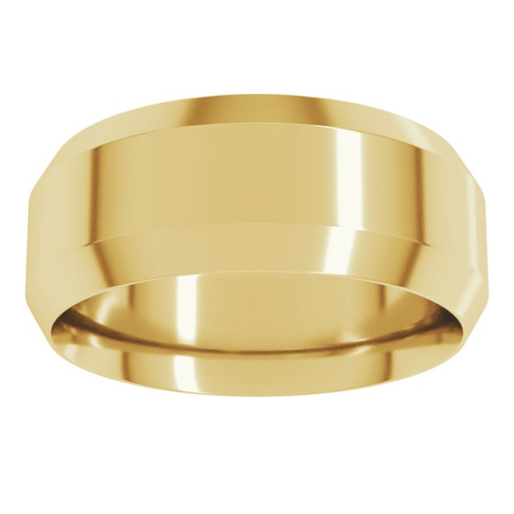 10K Yellow Gold 8 mm Beveled-Edge Comfort-Fit Flat Band Size 10