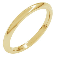 14K Yellow Gold 2 mm Comfort-Fit Half Round Band Size 11