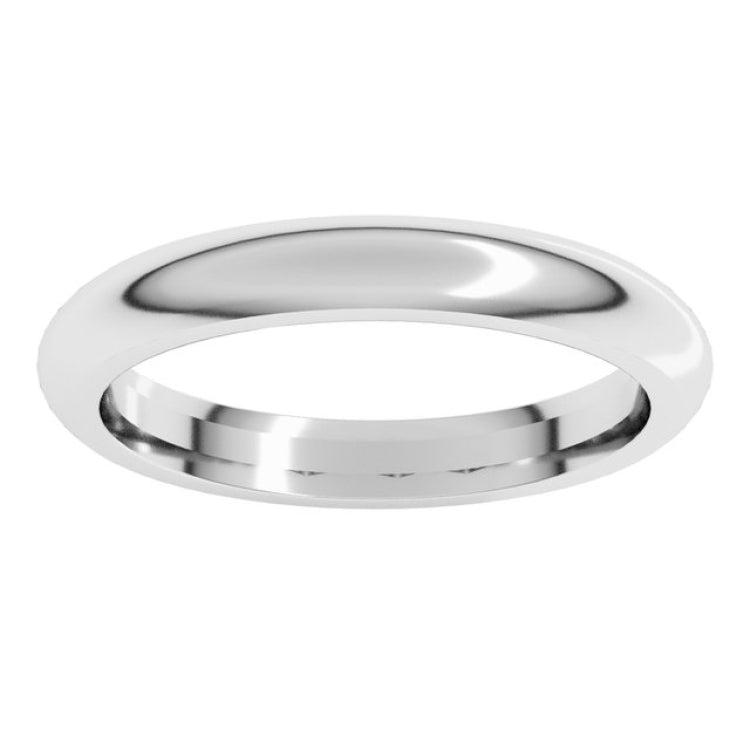 10K White Gold 3 mm Comfort-Fit Half Round Band Size 7