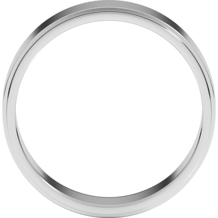 10K White Gold 6 mm Stepped-Edge Flat Band Size 11