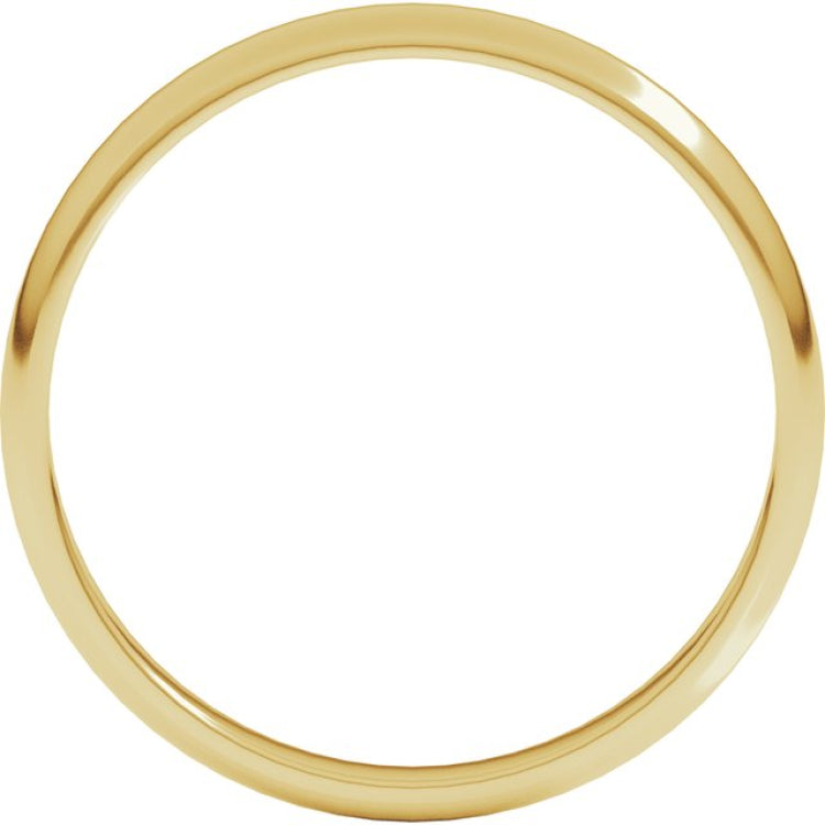 10K Yellow Gold 2.5 mm Lightweight Half Round Band Size 10