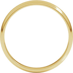 14K Yellow Gold 3 mm Lightweight Half Round Band Size 5.5