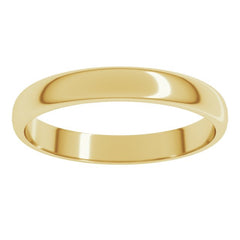 14K Yellow Gold 3 mm Lightweight Half Round Band Size 5.5