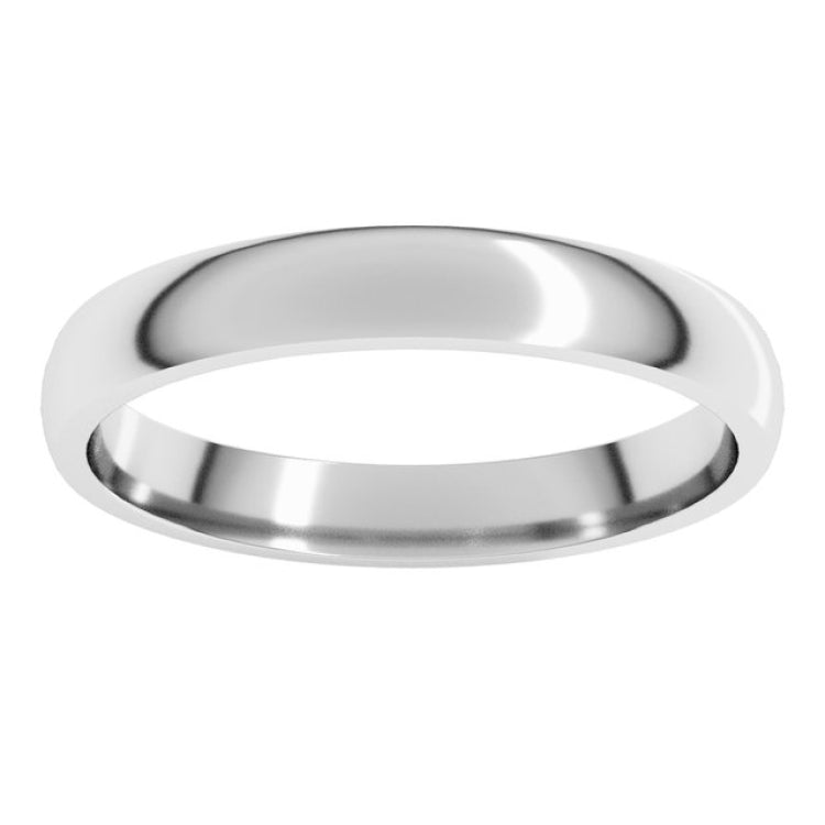 Platinum 3 mm Lightweight Comfort-Fit Half Round Band Size 4.5