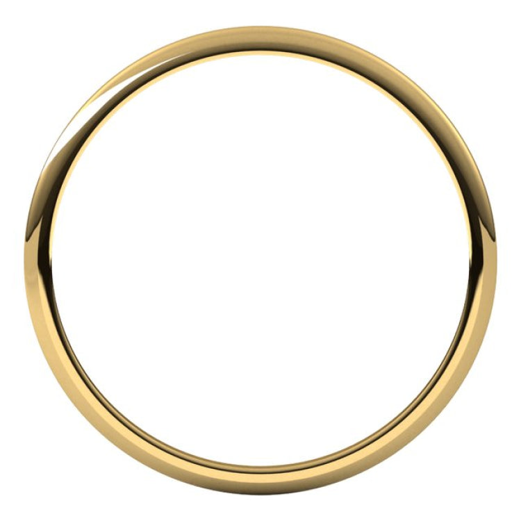 10K Yellow Gold 1 mm Lightweight Half Round Band Size 12.5