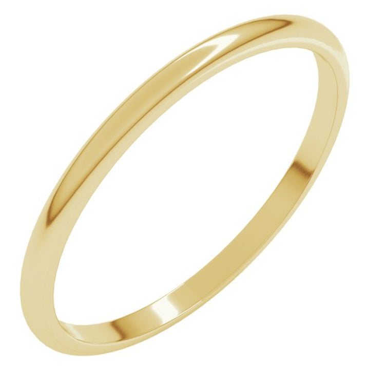 10K Yellow Gold 1.5 mm Lightweight Half Round Band Size 12.5