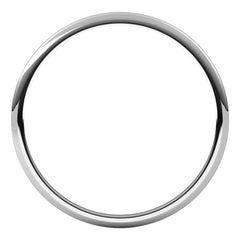 14K White Gold 1 mm Lightweight Half Round Band Size 4