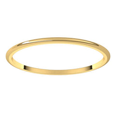 14K Yellow Gold 1 mm Lightweight Half Round Band Size 7.5