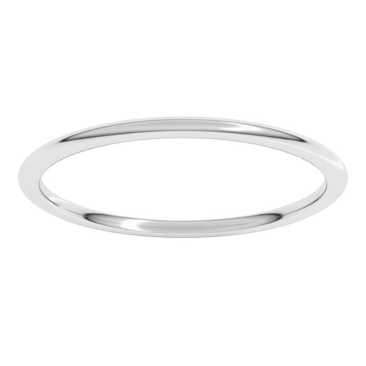 14K White Gold 1 mm Lightweight Comfort-Fit Half Round Band Size 4.5