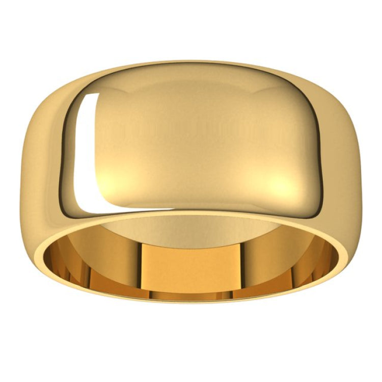 14K Yellow Gold 9 mm Half Round Band Size 4