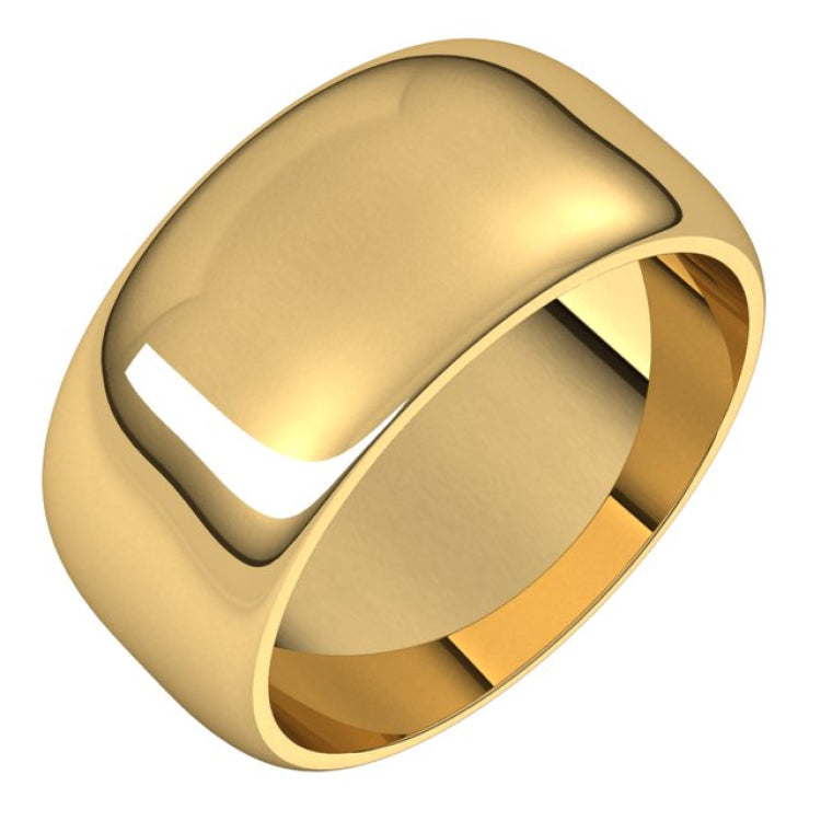 14K Yellow Gold 9 mm Half Round Band Size 9