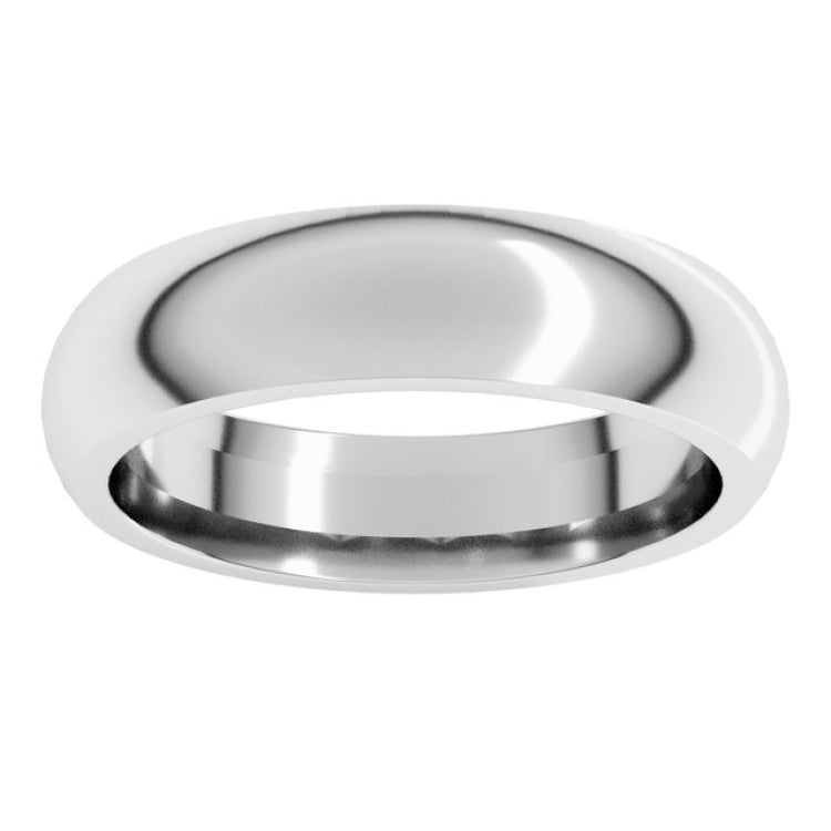14K White Gold 5 mm Comfort-Fit Half Round Band Size 8.5