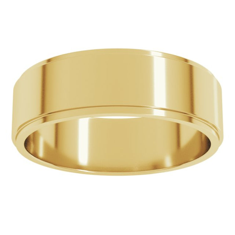 10K Yellow Gold 6 mm Stepped-Edge Flat Band Size 9.5
