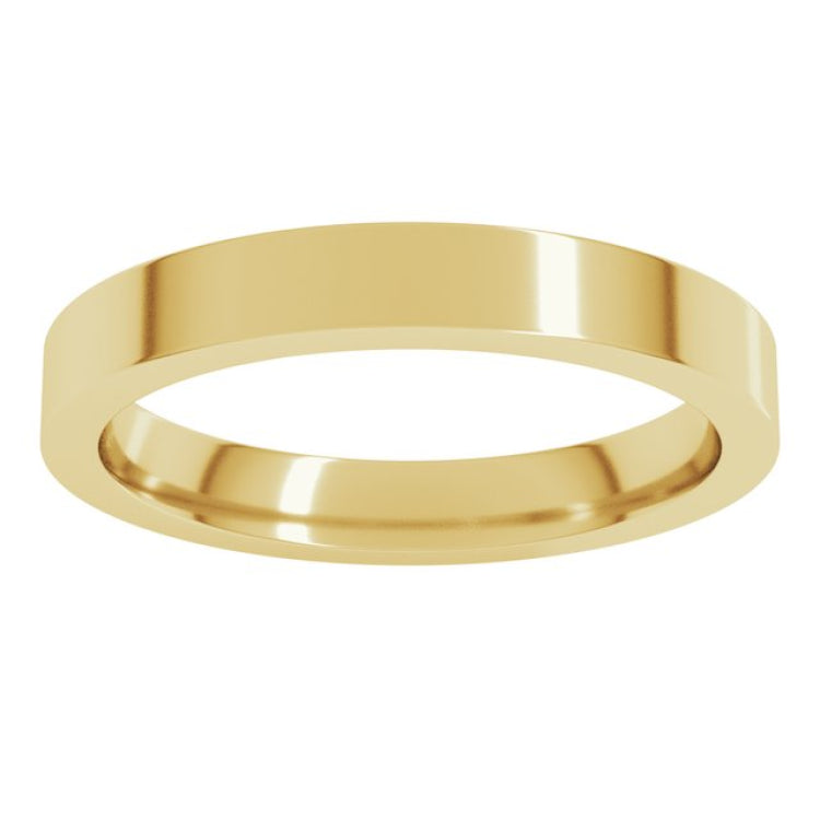14K Yellow Gold 3 mm Comfort-Fit Flat Band Size 5.5