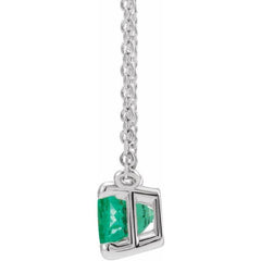 Sterling Silver Lab-Grown Emerald 18" Necklace