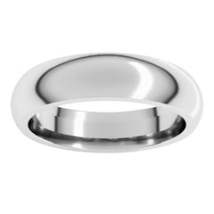 14K White Gold 5 mm Comfort-Fit Half Round Band Size 7.5