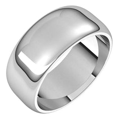 14K White Gold 8 mm Half Round Band Size 14