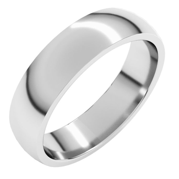 10K White Gold 5 mm Lightweight Comfort-Fit Half Round Band Size 12