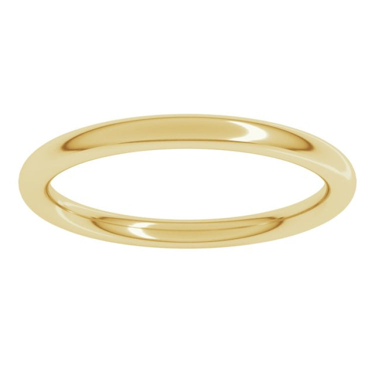 18K Yellow Gold 2 mm Comfort-Fit Full Round Band Size 4.5