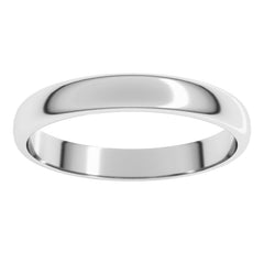 10K White Gold 3 mm Lightweight Half Round Band Size 9