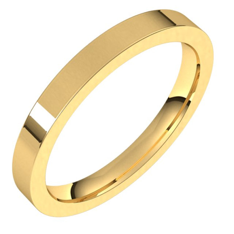 14K Yellow Gold 2.5 mm Comfort-Fit Flat Band Size 9