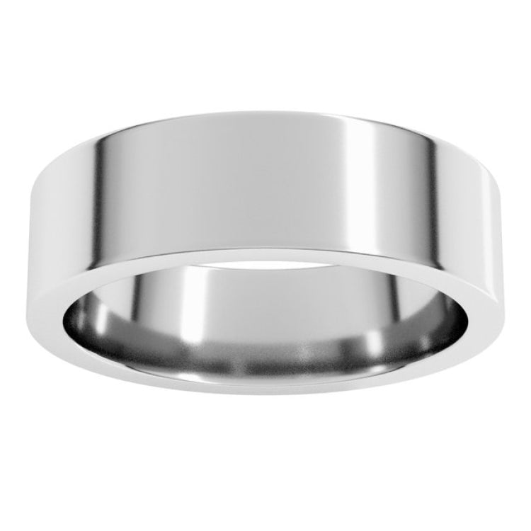14K White Gold 6 mm Comfort-Fit Flat Band Size 10