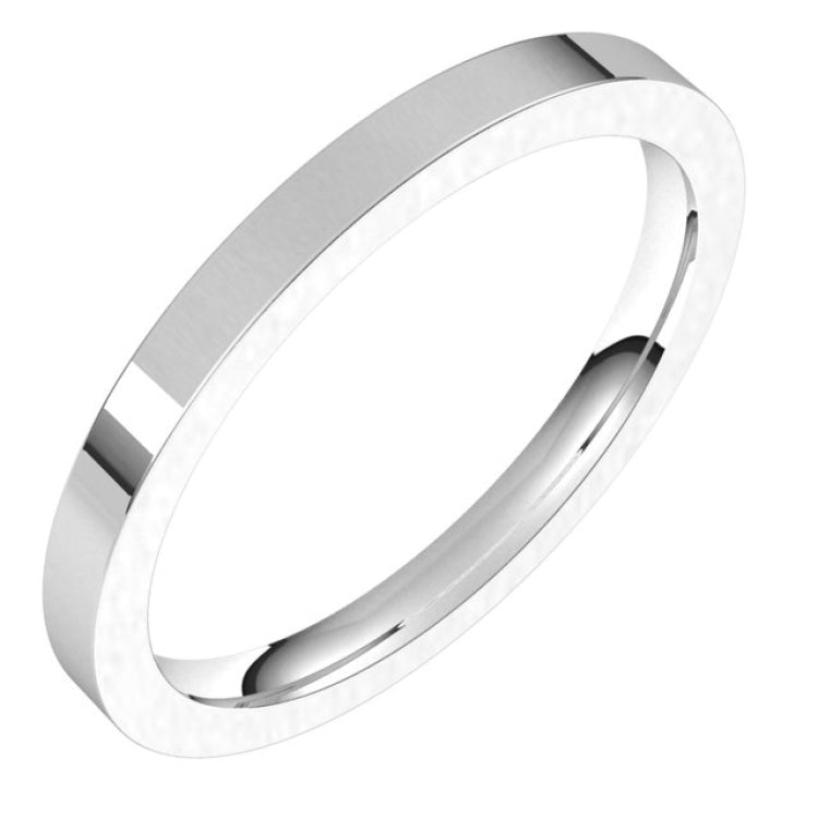 14K White Gold 2 mm Comfort-Fit Flat Band Size 5