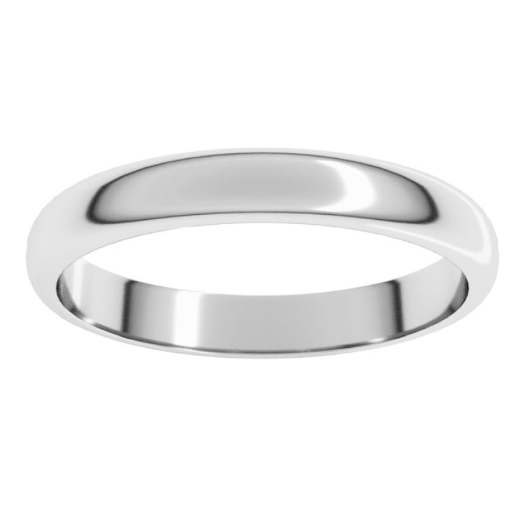 Sterling Silver 3 mm Half Round Band Size 6.5