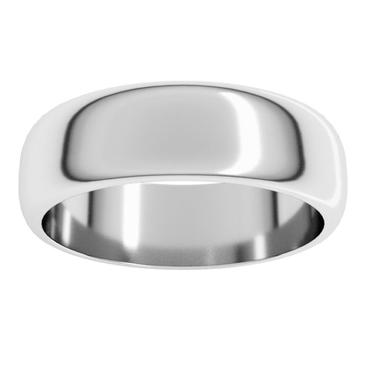 Sterling Silver 6 mm Half Round Band Size 7.5