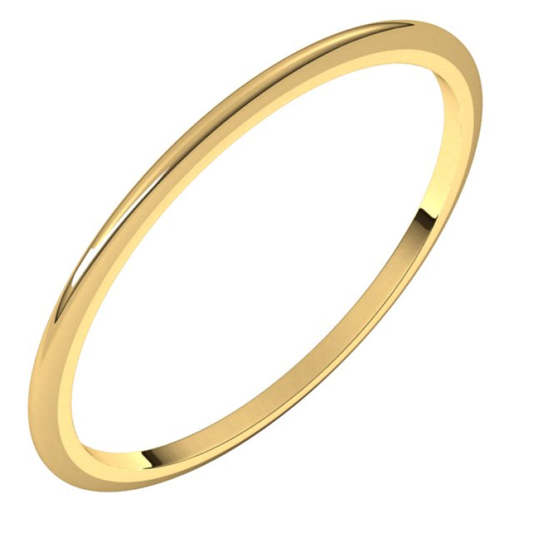 14K Yellow Gold 1 mm Half Round Band Size 7.5