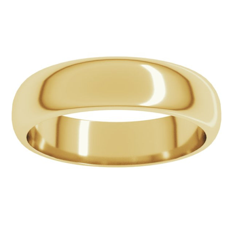 14K Yellow Gold 5 mm Half Round Band Size 9