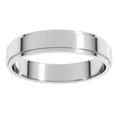14K White Gold 4 mm Stepped-Edge Flat Band Size 5.5