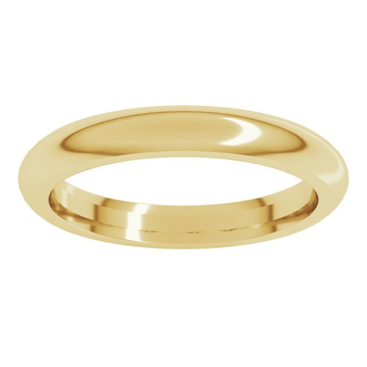 18K Yellow Gold 3 mm Comfort-Fit Half Round Band Size 7.5