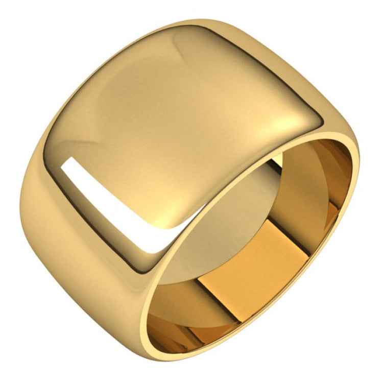 14K Yellow Gold 12 mm Half Round Band Size 6.5