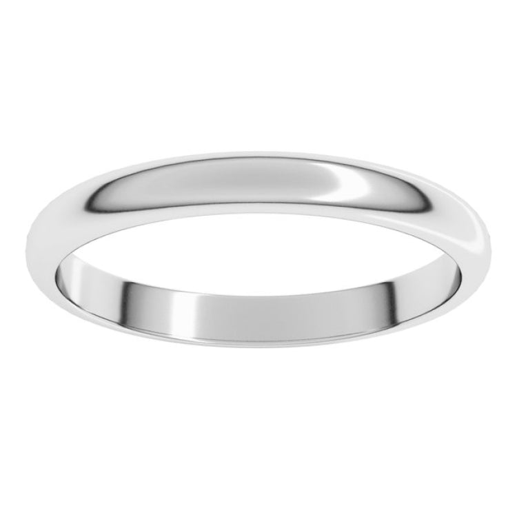 14K White Gold 2.5 mm Half Round Band Size 8.5