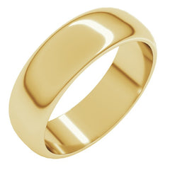 14K Yellow Gold 6 mm Half Round Band Size 11.5