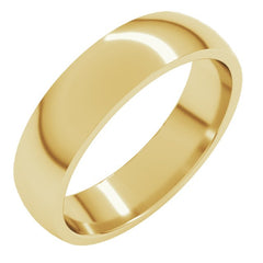 14K Yellow Gold 5 mm Lightweight Comfort-Fit Half Round Band Size 7.5