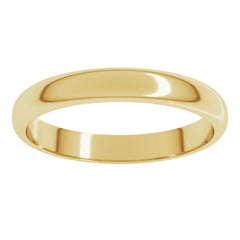 10K Yellow Gold 3 mm Half Round Band Size 8.5