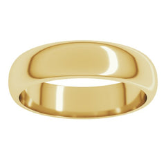18K Yellow Gold 5 mm Half Round Band Size 9.5