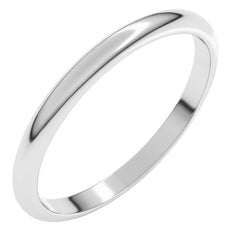 Platinum 2 mm Half Round Band Size 7.5