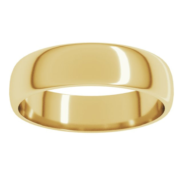 14K Yellow Gold 5 mm Lightweight Half Round Band Size 9