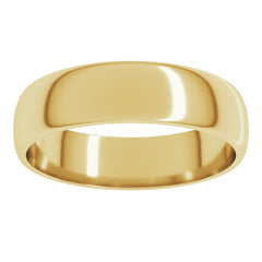 14K Yellow Gold 5 mm Lightweight Half Round Band Size 9
