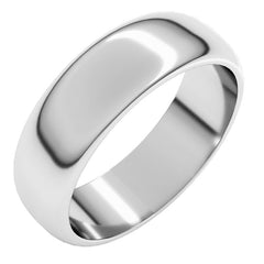10K White Gold 6 mm Half Round Band Size 12