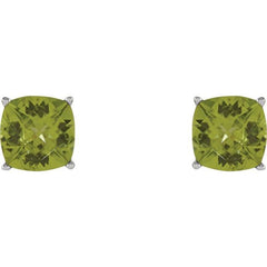 14K White Gold Natural Peridot Scroll Setting® Earrings